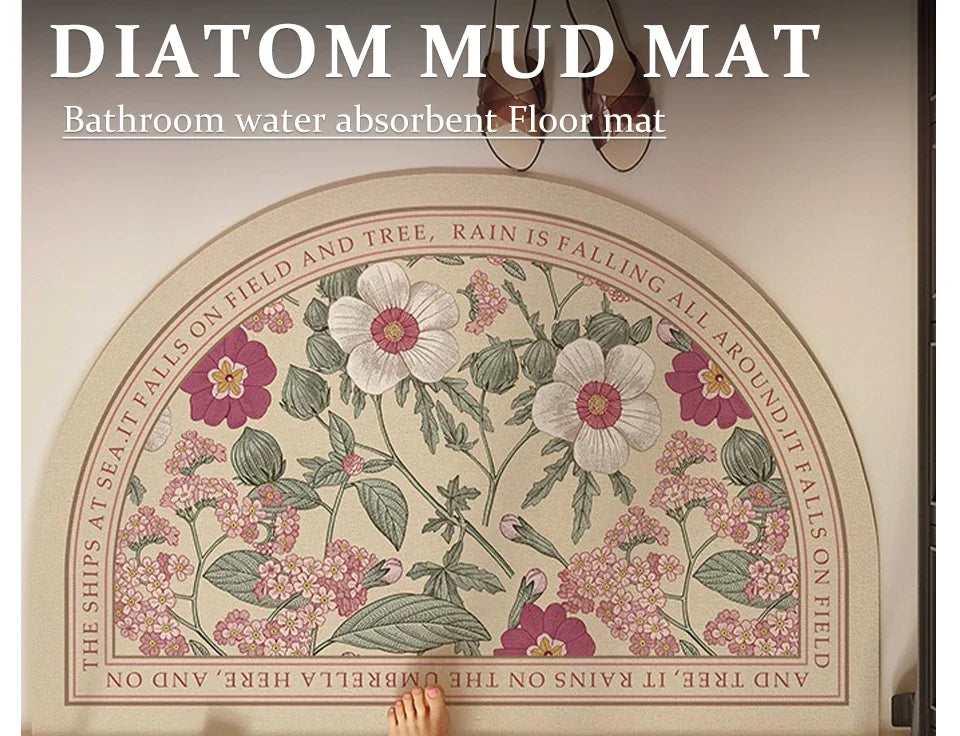 Bathroom Mat Semicircular Rug Absorbent Toilet Carpet Doormat Floor Mats Water-absorbent Soft Washable Bath Non-slip Area Rugs