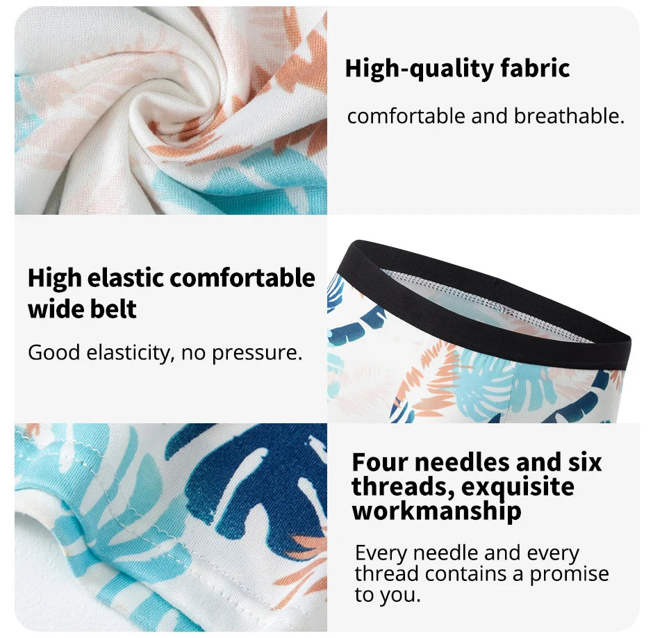 10-piece men's random fashion printed underwear Europe and large size sexy men comfortable wild boyshort elastic waist pants.