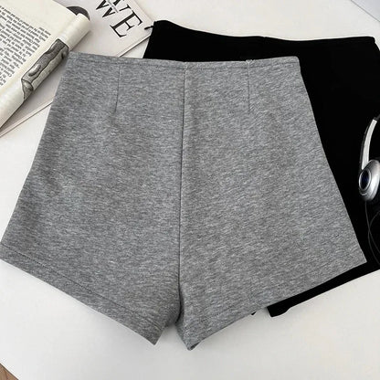 Summer basic solid color versatile shorts for women casual and elegant high-waisted slimming straight shorts