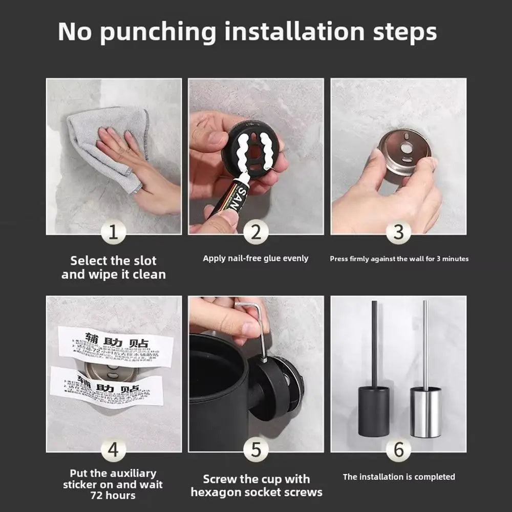 Bathroom Toilet Brush Holder Cleaning Bathroom Hardwares Stainless Toilet Brush Wall Mounted Bathroom Accessories Cleaning Tools