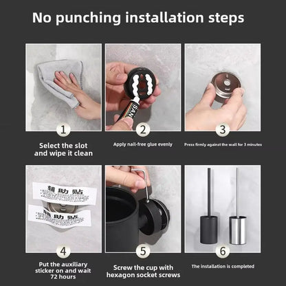 Bathroom Toilet Brush Holder Cleaning Bathroom Hardwares Stainless Toilet Brush Wall Mounted Bathroom Accessories Cleaning Tools