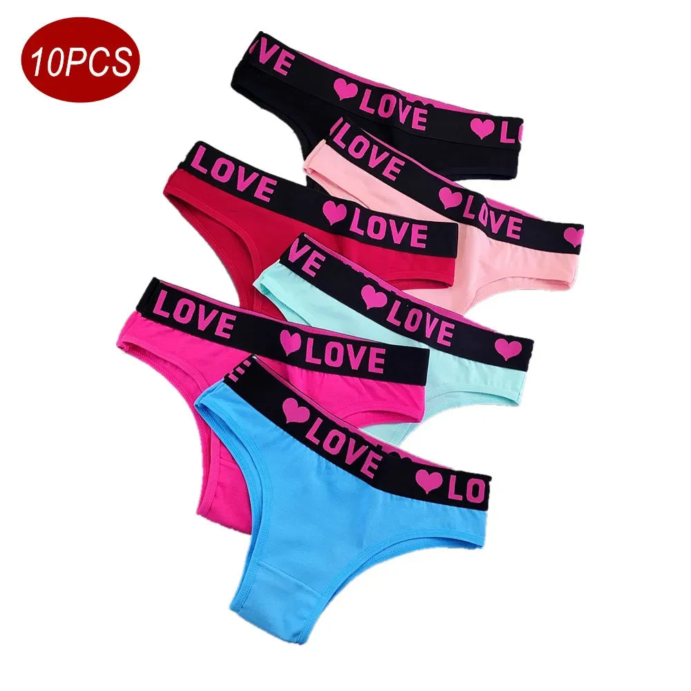 6 قطع من ملابس داخلية نسائية قطنية مطبوعة على شكل قلب بحزام عريض ملفوفة بشكل نصف أرداف بيكيني قصير للسيدات ملابس داخلية جميلة