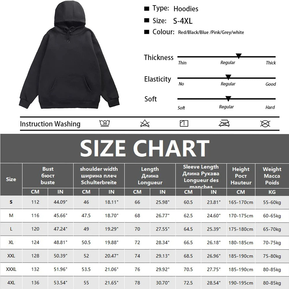 Men's Hoodies Pullover Spring Autumn Casual Hoodie Sweatshirts Solid Color Hoodies Oversize Black Sweatshirt Male Top