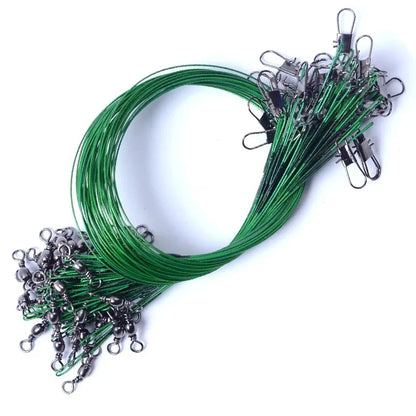 20pcs Anti Bite Steel Fishing Line Steel Wire Leader With Swivel Fishing Accessory Lead Core Leash Fishing Wire 15CM-50CM