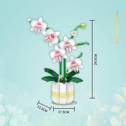 Building Blocks Orchid Flowers Bouquet Flower Blocks Bonsai Plant Model Bricks Romantic DIY Home Decoration Toy for Kids Gift