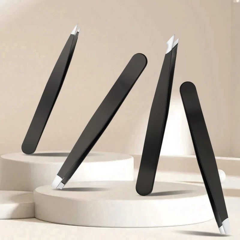 Ouriner Eyebrow Tweezer Colorful Hair Beauty Fine Hairs Puller Stainless Steel Slanted Eye Brow Clips Removal Makeup Tools