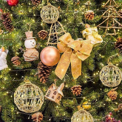 6PCS Round Shape Gold Bling Christmas Tree Pendant Ball for Christmas Birthday Party Wedding Party Ornament Home Decorations