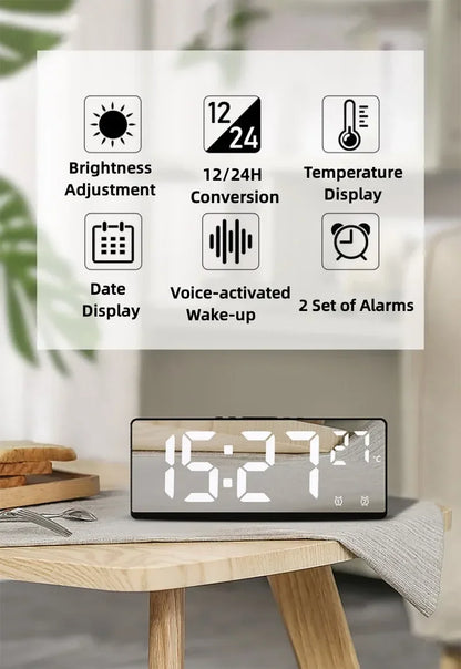 Digital Alarm Clock Travel Clock with Temperature Table Clock Large Display for Bedroom Office Kitchen Home Decoration