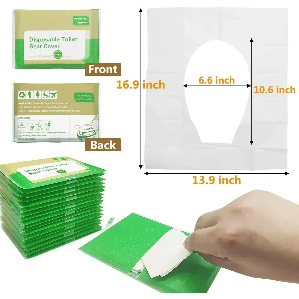 Paper Waterproof Soluble Water Covers Type Travel Camping Hotel Bathroom Accessories Portable Disposable Toilet Seat