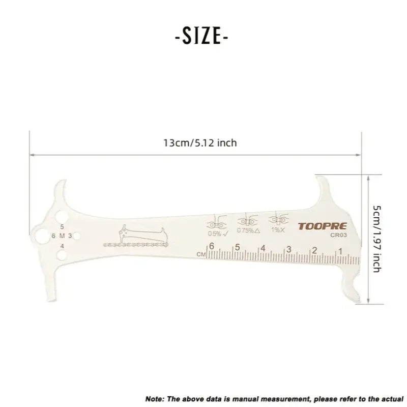 Bicycle Chain Wear Indicator Ruler Repair Tool Stainless Steel Mountain Road Bike Chain Gauge Measurement Checker Screw Diameter