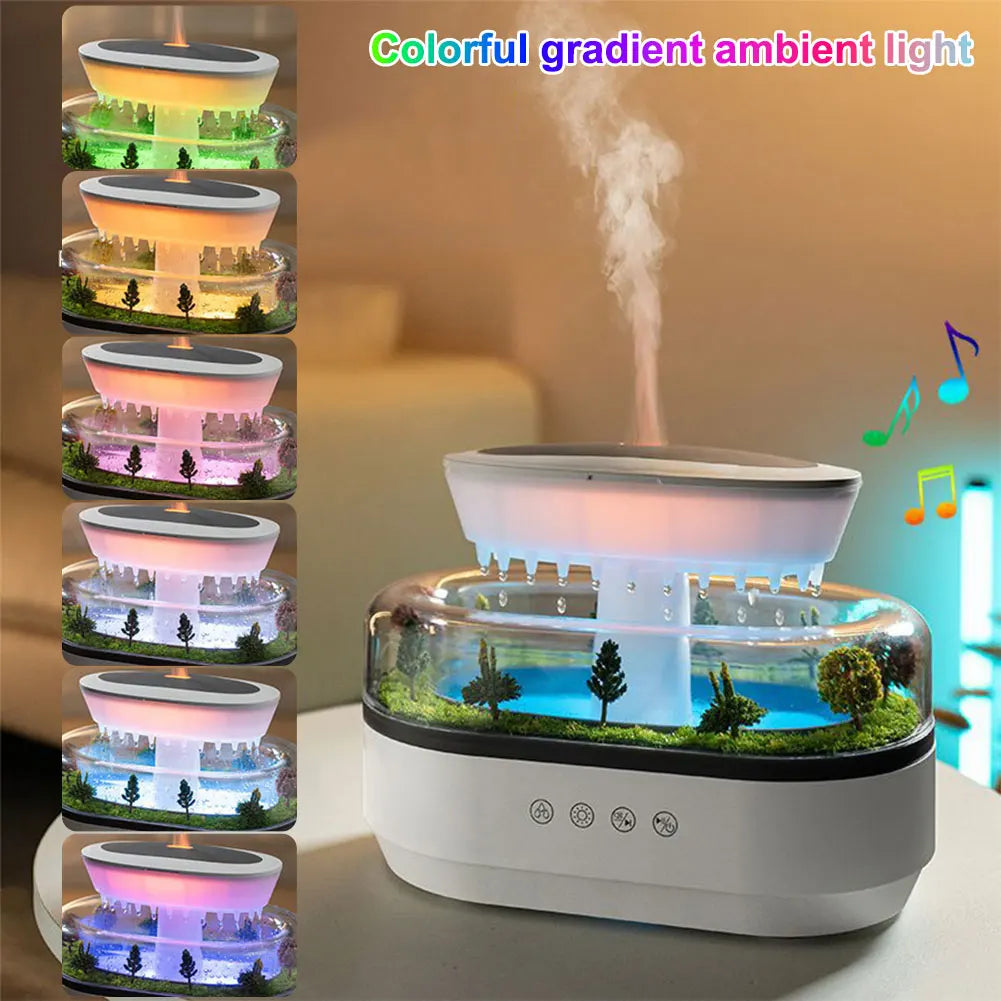 Difusor de aroma Rain Cloud: humidificador de aire Zen Raindrop con función de aceites esenciales y luz nocturna LED de 7 colores