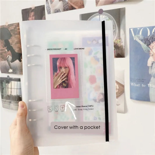 A5 Matte Heart Photo Scrapbook Binder Refillable 3'' Idol Collection Binder for Girls