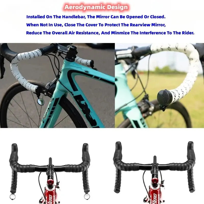 Bicycle 1PC Rear View Convex Mirror Handlebar Drop Bar Mount Acrylic Lens Back Sight Reflector Light Weight