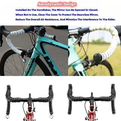 Bicycle 1PC Rear View Convex Mirror Handlebar Drop Bar Mount Acrylic Lens Back Sight Reflector Light Weight