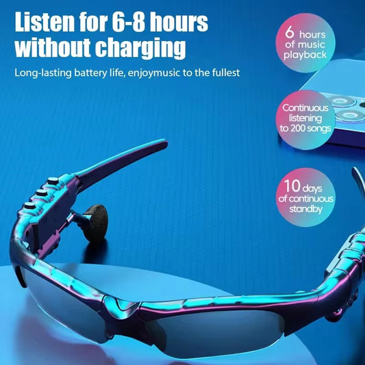 Stereo Earphones Wireless Headset with Mic Glasses Sunglasses for Driving Cycling Sports Noise Reduction Headphones