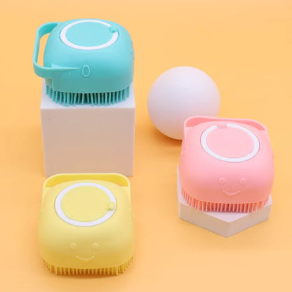 Silicone Pet Bath Brush for Puppy Dogs, 2 in 1 Pet Bath Brush Soft Silicone Pet Massage Shampoo Dispenser