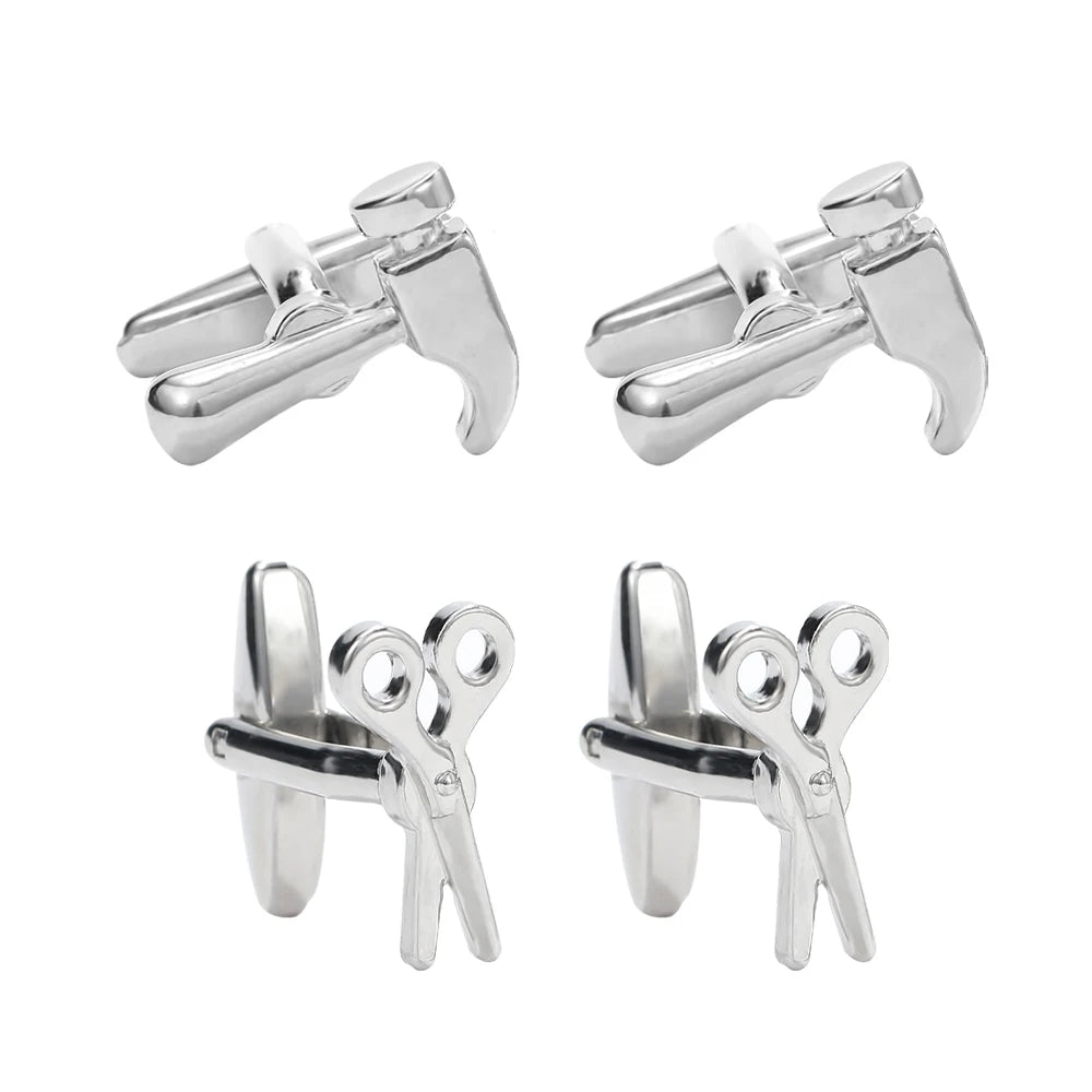 Tools Collection Jewlery Scissor Hammer Shaped Cufflinks For Men Boys Accessories Festival Gift