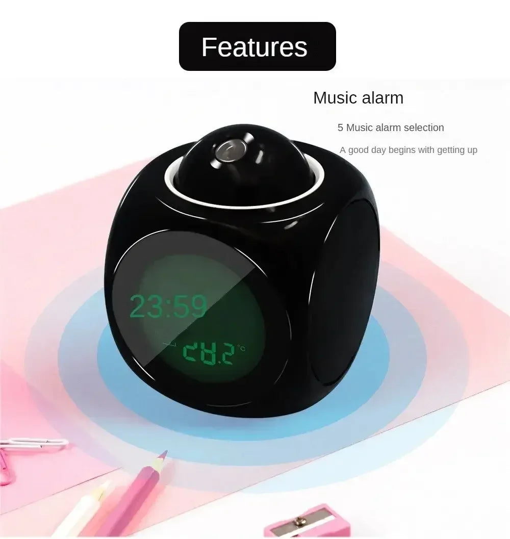 Projection Alarm Clock Ceiling Display Snooze Desk Table Clock Voice Multifunction Digital Projection Clock Temperature Displ