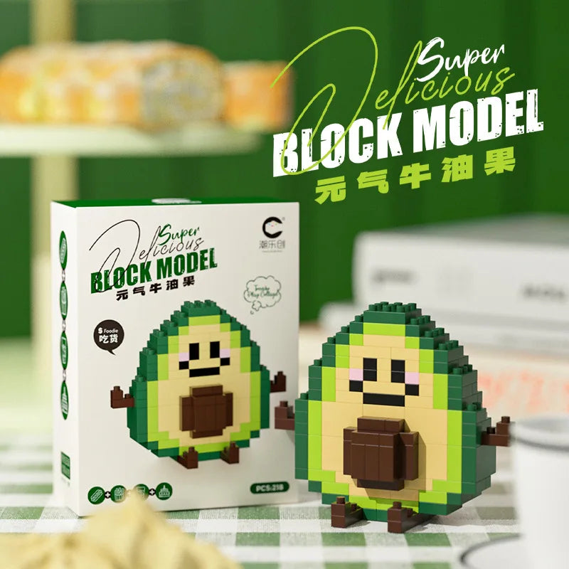 Fun Micro Particle Building Blocks Happy Eat and Play Series Vibrant Avocado Pineapple Children's Educational Assembling Toys