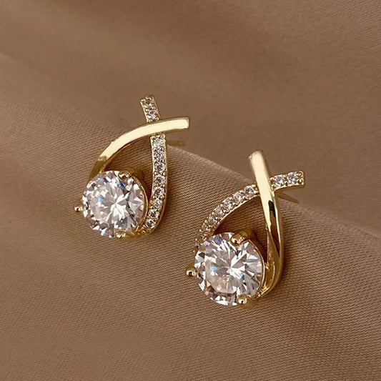 Fashion Cross Stud Earrings for Women – Korean Style Crystal Fishtail Earrings