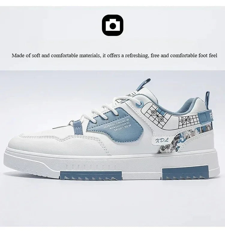 Men's shoes 2025 summer new breathable white shoes men's trendy and versatile thick soled sports board shoes trendy shoes