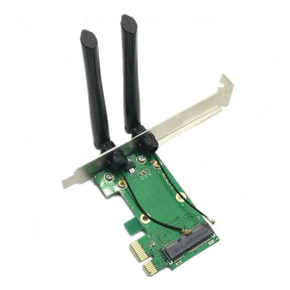 Wireless Wifi Network Card Mini PCIE To PCI-E 1X Desktop Adapter Accessories Antennas Computer Parts 2 Antennas Adapter