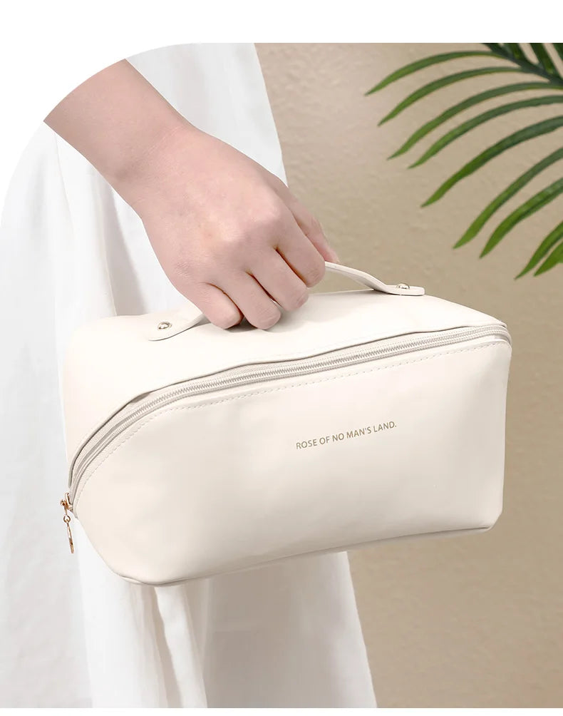 Large-Capacity Travel Cosmetic Bag Portable PU Makeup Pouch Women Waterproof Bathroom Wash Handbag Multi-functional Toiletry Kit