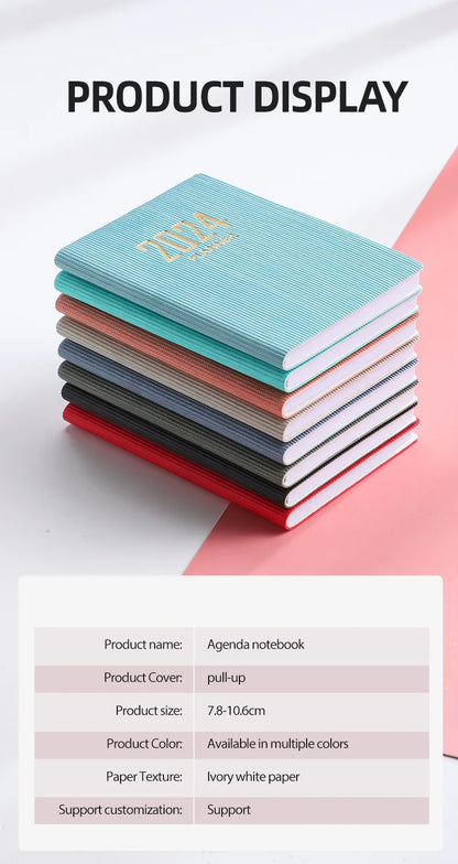 365-Day 2025 Portable A7 Pocket Planner Pu Cover Daily Weekly Schedule Notebook Calendar Journal School Office Supplies Agenda
