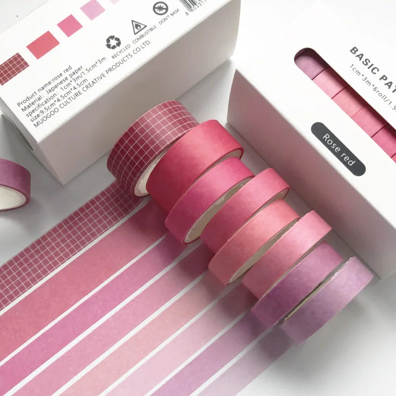 8pcs Pure Color Basic Decoration Washi Masking Tape Scrapbooking Stationary School Supplies