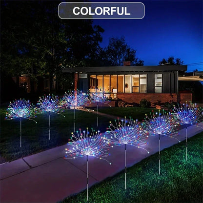 90-200LED Solar Firework Light Waterproof Outdoor 8 Lighting Modes Fairy String Light Christmas Solar Lights Garden Decoration