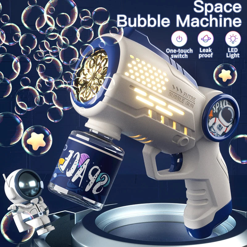 Children Bubble Gun Toy Astronaut Fully Automatic Bubble Machine Bubbles Gun Outdoor Game Fantasy Toy for Boys Girls Gifts