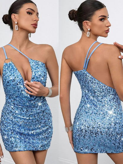 Sexy Irregular Womens Dresses Halter Club Elegant Party Short Summer Dress Woman Clothing Bodycon Evening Prom Dress Vestido X98