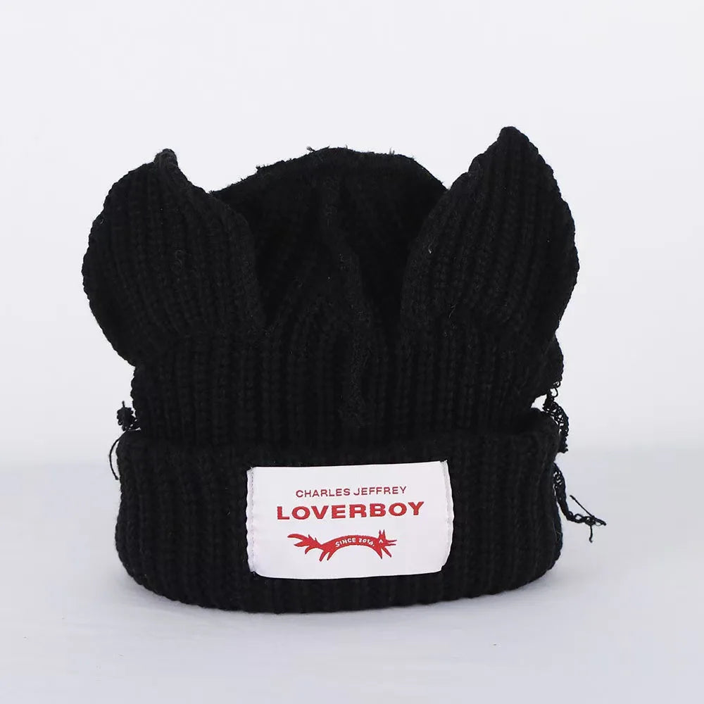 Winter Skullies Hat Unisex Cat Ear Hat Warm Crochet Knitted Hat Costume Beanie Hat Women Christmas Gift Hip-hop Cap Cold Hat