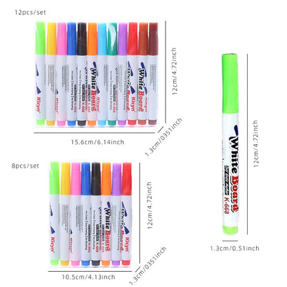 8/12 Color Erasable Whiteboard Pen Set Children's Color Floating Pen Children's Creative Water Floating Pen Painting Stationery
