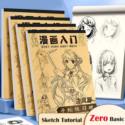 Comics Girl Boy Anime Hand Drawn Book Novice Zero Basic Tracing Manga Sketching Tutorial Drawing Practice Comics Line Draft Book