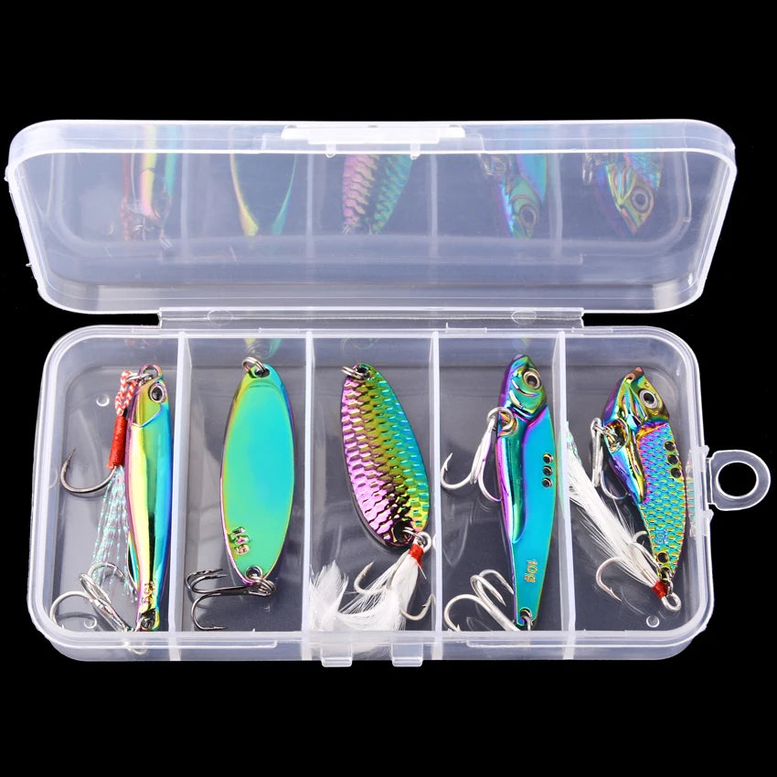 5pcs/lot Wobbler lures 3g/10g/15g Metal Vib Fishing Lure set Sinking Hard Metal VIB Sea Fishing Lures Artificial Pesca Bait