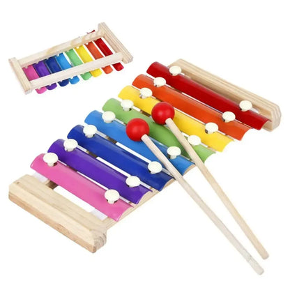 Montessori Wooden 8 Tones Multicolor Xylophone Wood Musical Instrument Toys For Baby Kids Puzzles Early Learning Games