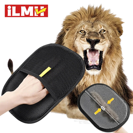 Reusable Double-Sided Pet Hair Removal Glove Anti-Static Grooming Tool for Cats Dogs Soft Brush Mitt for Furniture Carpet Cloth