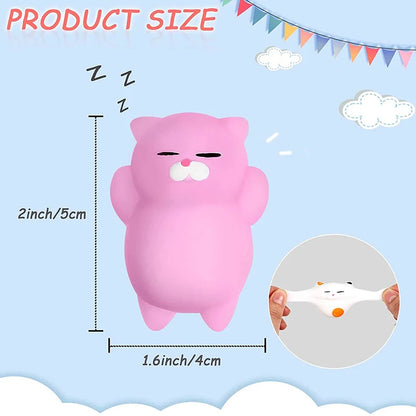 50-5 PCS Random Kawaii Mochi Squishy Fidget Toy Mini Cute Soft Cat Anti Stress Reliever Sensory Squeeze Xmas Gift for Adult Kid