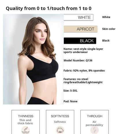 Women'S Seamless Bra For Women Crop Top Black Vertical Stripe Breathable Sports Bra Fitness Tube Tops Yoga Underwear Sports Bra