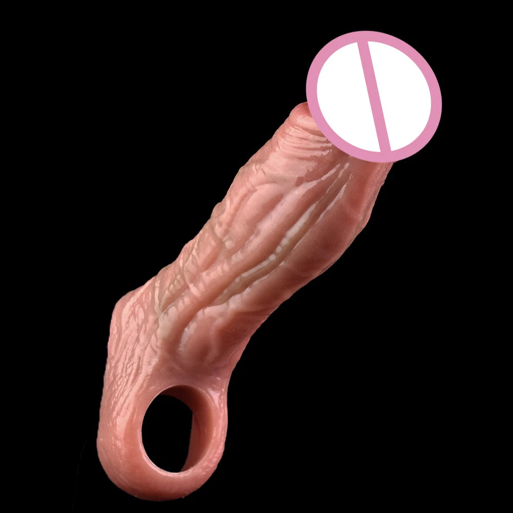 SXXY Silicone Penis Sleeve For Cock Enlargement Lengthen Men Reusable Condom Penis Ring Delayed Ejaculation