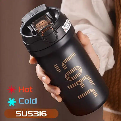 600ml/21OZ Thermal Coffee Mug with Straw Double Wall Insulated Sublimation Tumble Leakproof Water Thermos Portable Coffee Cup