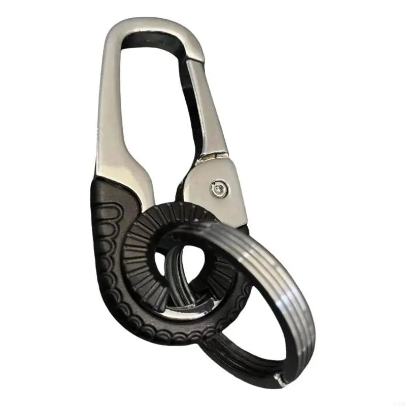 Men Keychain Hook Outdoor Carabiner Double Rings Keyring Making Accessories Alloy Texture for Climbing and Fishing
