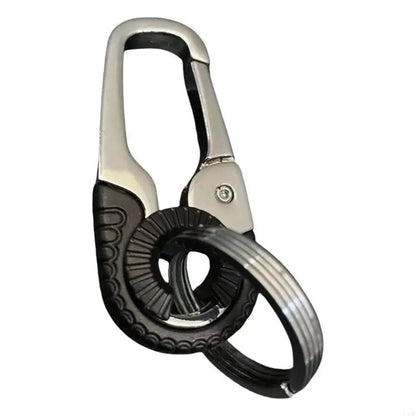 Men Keychain Hook Outdoor Carabiner Double Rings Keyring Making Accessories Alloy Texture for Climbing and Fishing