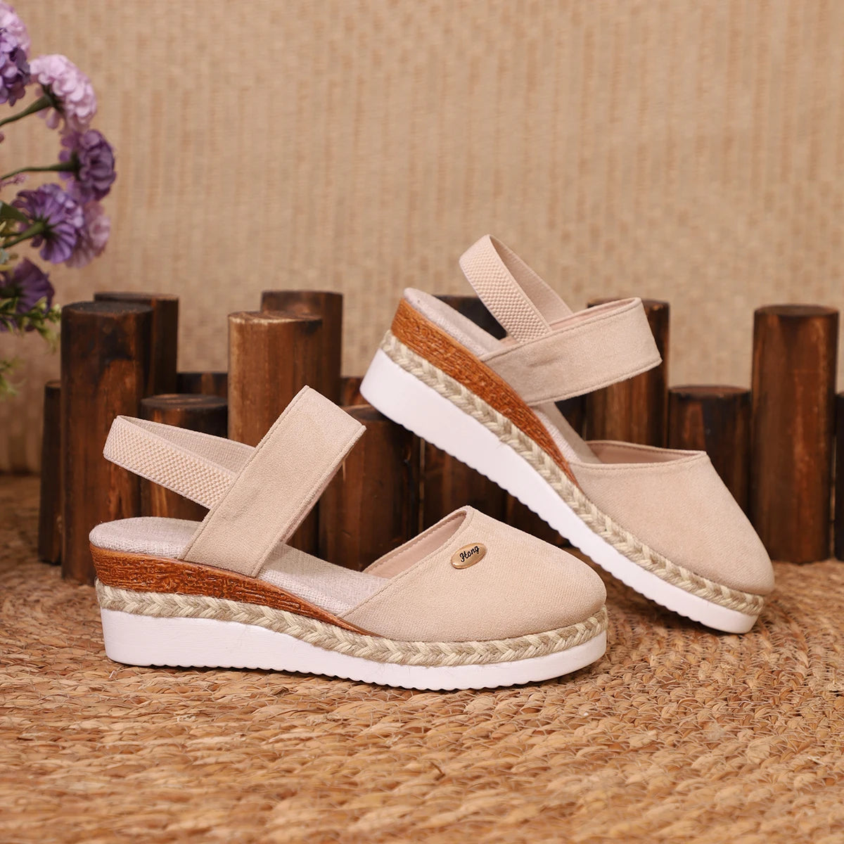 Women's Shoes 2024 Brand Closed Toe Women's Sandals Hot Sale Casual Sandals Women Round Toe Slip on Wedges Platform Shoes Ladies