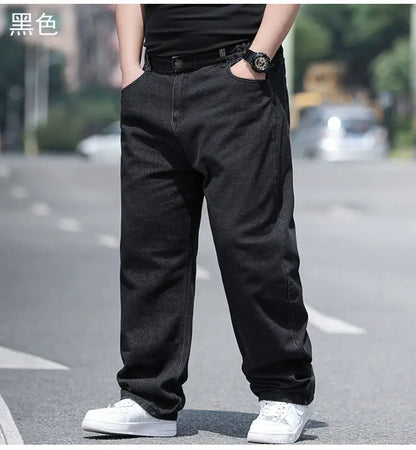10XL Oversize Jeans Men Spring Fashion Streetwear Plus Size Cargo Jeans Soft Cotton Loose Baggy Casual Jeans For Dad Husband