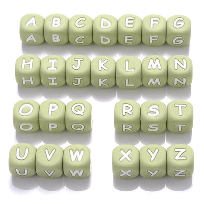 Clearance_12mm 26Pcs Silicone Letter Beads 15 Colors Colorful Alphabet Silicone Chewing Bead for Pacifier Clip Chain Not Choose