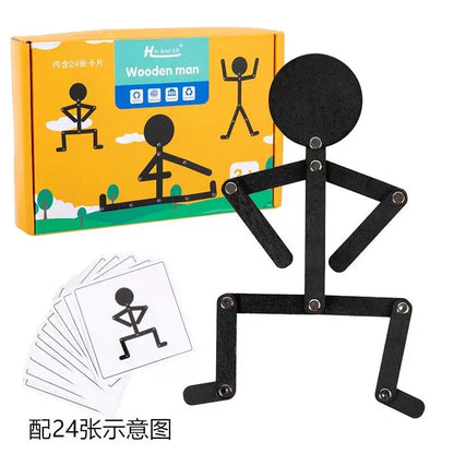 Puzzle, Match, Joint Movement, Little Wooden Man Game, Teaching Tool, Toy, Versatile Little Wooden Man Children's Toy