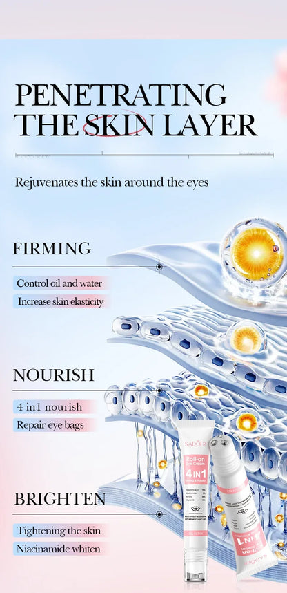 كريم مرطب للعين 4 في 1 من SADOER، مضاد للهالات السوداء، أكياس العين، مصل مرطب لشد البشرة، العناية بالبشرة من أجل جمال العينين