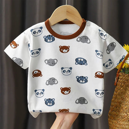 Kids Clothes T-Shirt  Children's Clothing  Boys Girls Summer Cartoon Tops Short Sleeve Clothes 100% Cotton Baby Clothing